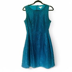 Eva Mendez Elegant Teal Lace Dress